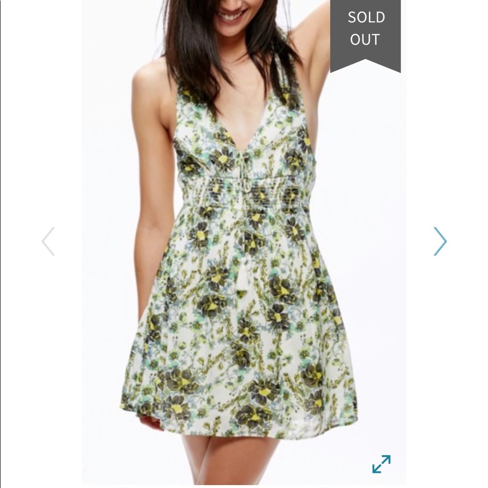 NEW Free People Green Boho Floral Halter Dress